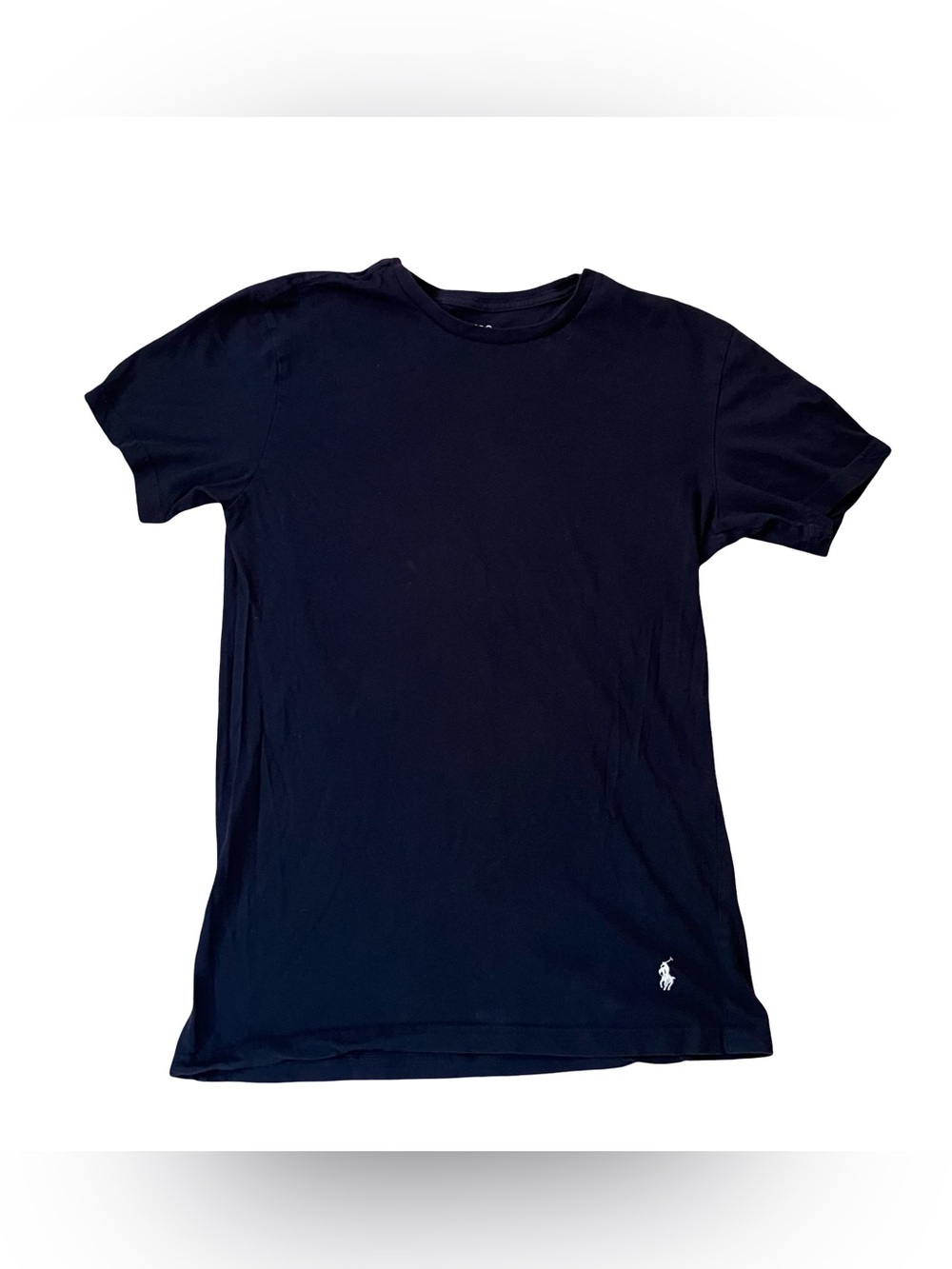 Polo Ralph Lauren Mens Large T-Shirt Navy Blue Slim Fit Cotton Pony Logo Cotton